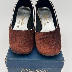 Vintage 1960s Oomphies Brown Velvet Block Heel Shoes 7.5M – Made in USA